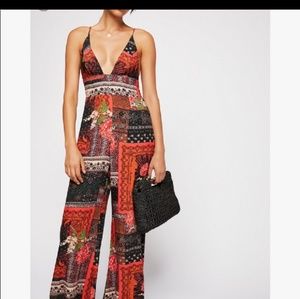 Free people margarita patchwork jumpsuit size 2